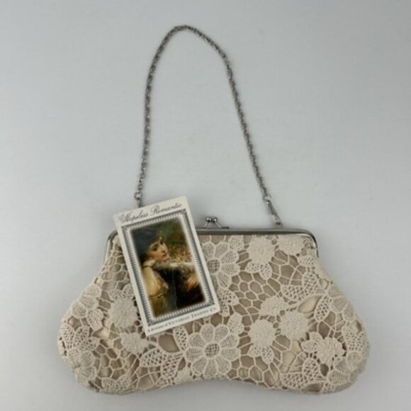 Vintage Evening Bag Hopeless Romantic Handstitched in Victorian Style Chain NOS - Picture 3 of 12